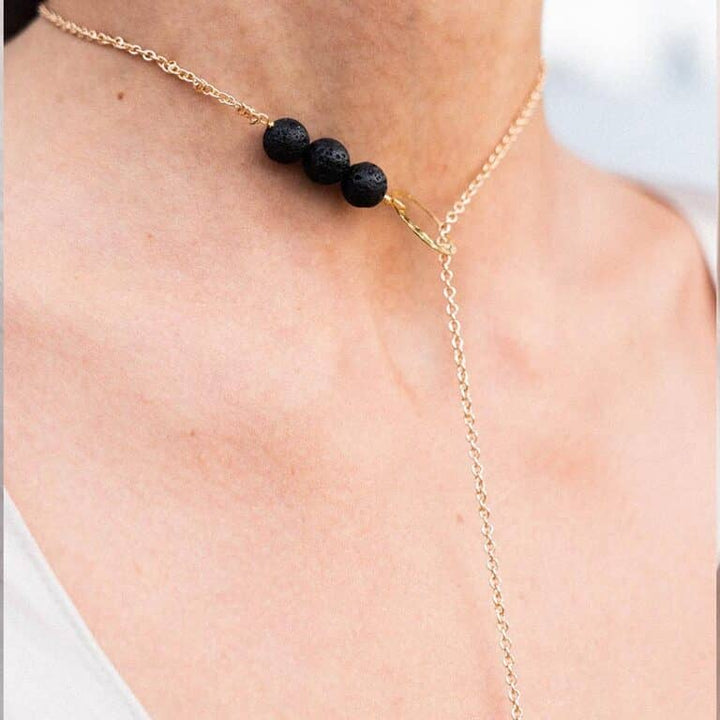 aromatherapy necklace, lava bead quartz, calming jewelry