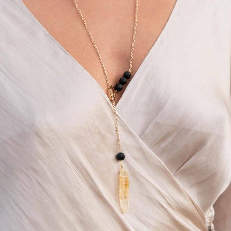 aromatherapy necklace, lava bead quartz, calming jewelry