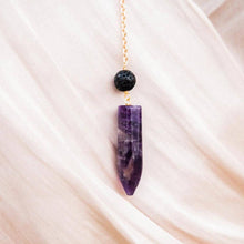 Load image into Gallery viewer, aromatherapy necklace, lava bead quartz, calming jewelry
